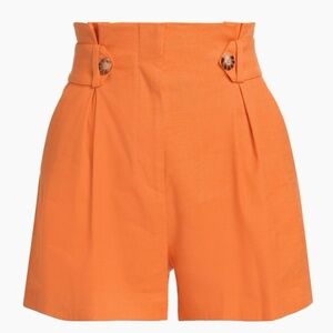 NWT Veronica Beard Franzi Linen-Blend Pleated Shorts Orange 2 Business Casual